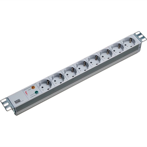 Bachmann 333.404 Steckdosenleiste 19 Zoll Lichtgrau Schutzkontakt 1 St.