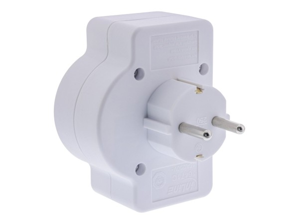 InLine Adattatore con spina a terra su 2 Euro + 1 presa a terra - bianco