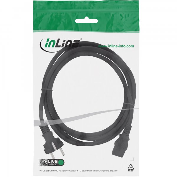 InLine Cavo alimentazione Spina Tedesca diritto a Presa IEC-320-C13 - 0,3m - nero