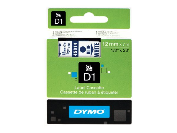 Dymo D1 etichette originali | Rotolo da 12 mm x 7 m | stampa blu su bianco | etichette autoadesive p