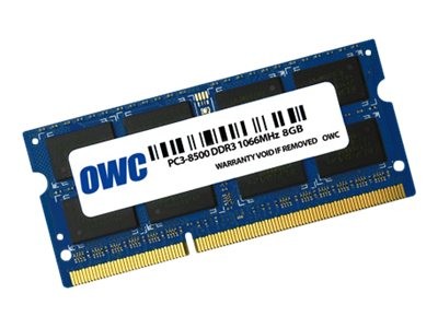 OWC 8GB - PC8500 - DDR3 - 1066MHz - 8 GB - 1 x 8 GB - DDR3 - 1066 MHz - 204-pin SO-DIMM - Blu
