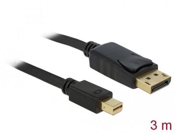 Delock 3m Displayport Cable - 3 m - mini DisplayPort - Displayport - Nero - Oro - 10,8 Gbit/s
