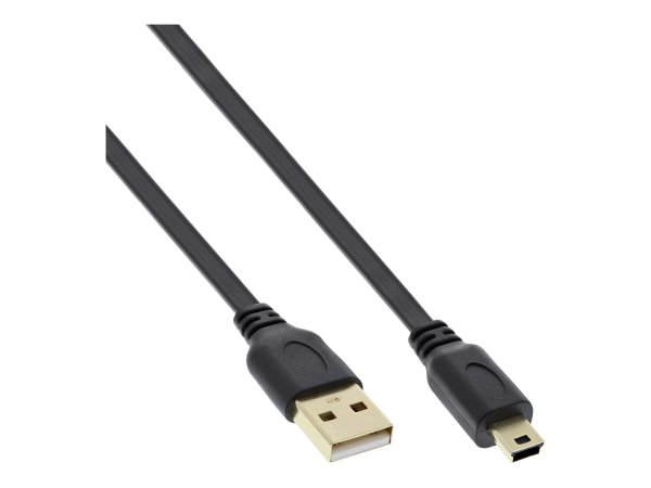 InLine Cavo USB 2.0 Mini - Am/ Mini Bm(5pol.) - Piatto - dorato - nero - 2m