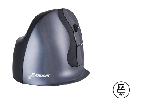 Bakker Evoluent D Small Wireless - Mano destra - Design verticale - Laser - RF Wireless - 3200 DPI -