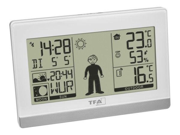 TFA 35.1159 - Bianco - Igrometro da interno - Termometro da interno - Igrometro per esterno - Termom