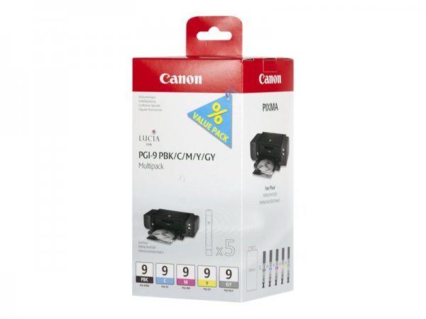 Canon 5 Cartucce d'inchiostro Multipack PGI-9 PBK/C/M/Y/GY - Resa standard - 5 pz - Confezione multi