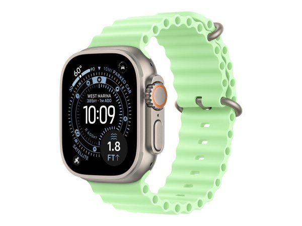 Apple Ocean Band Neon Green Natural Titanium