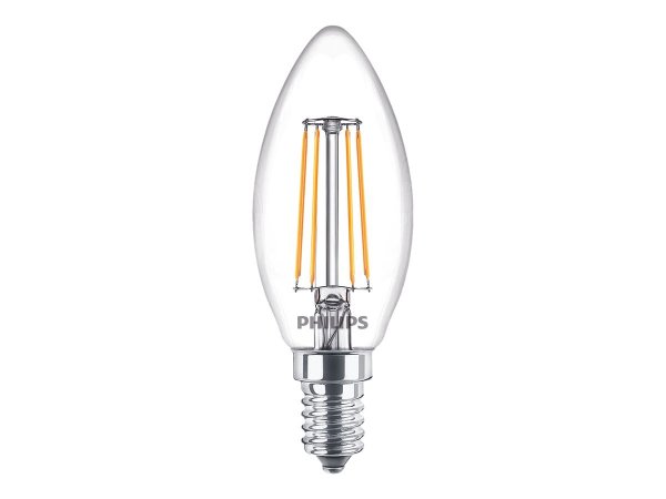 Signify Philips Lampadina candela trasparente a filamento 40 W B35 E14 x4 - 4,3 W - 40 W - E14 - 470