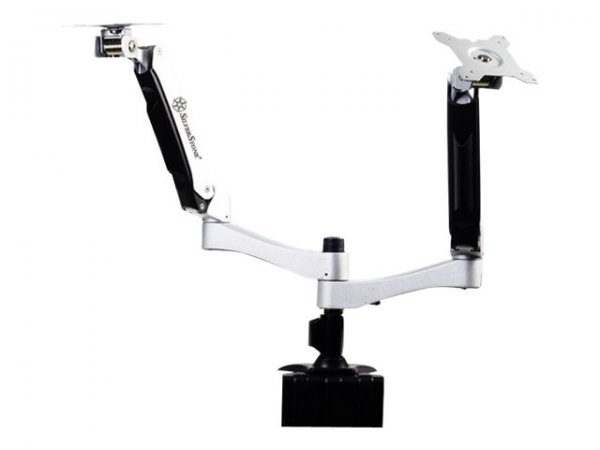 SilverStone SST-ARM22SC Dual Monitorhalterung - silber - Accessori tft/lcd tv