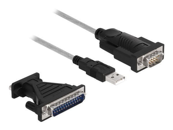 Delock Adattatore USB 2.0 Tipo-A per 1 x seriale RS-232 D-Sub 9 + adattatore D-Sub 25 - USB A - RS-2