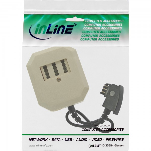 InLine Adattatore TAE-F maschio a TAE NFF + RJ11 (6P4C) femmina 0,2m