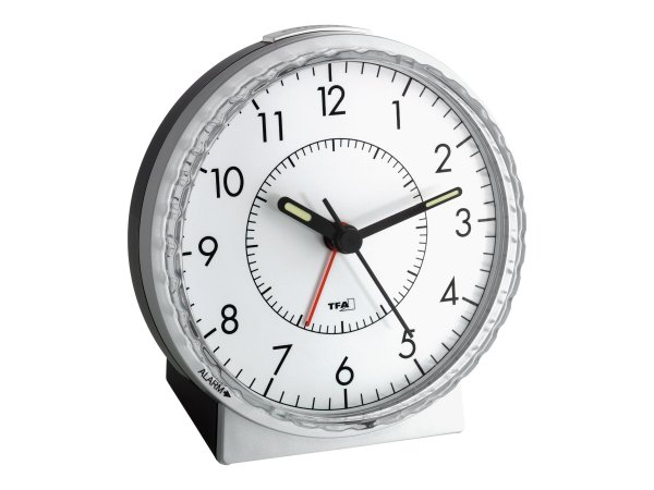 TFA 60.1010 - Sveglia digitale - Nero - Argento - 12h - Qualsiasi tipo - Analogico - Batteria