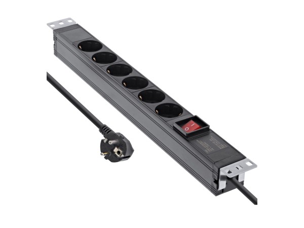 InLine Multipresa 19" a 6 vie - con interruttore - nero - 2m