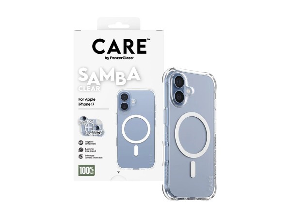 PanzerGlass CARE Fashionable Case Samba transparent w. white MagSafe iPhone 17