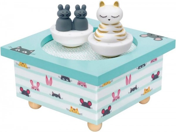 Trousselier Spieluhr mit tanzenden Katze und Maus