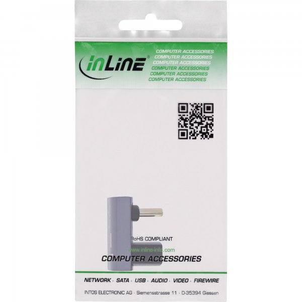 InLine Adattatore USB4 - spina/presa USB-C 180° - alluminio - grigio