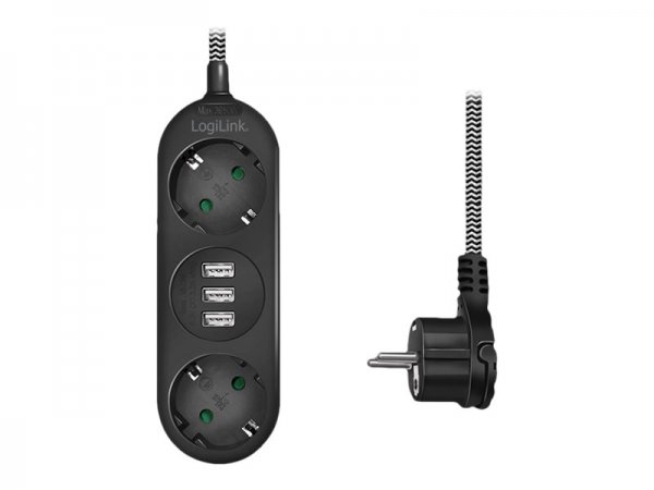 LogiLink LPS262U - 1,5 m - Interno - IP20 - 1,5 mm² - Nero - CE