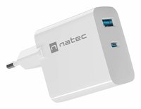 natec RIBERA GAN CHARGER 1x USB-A+ 1x USB-C 65W WHITE
