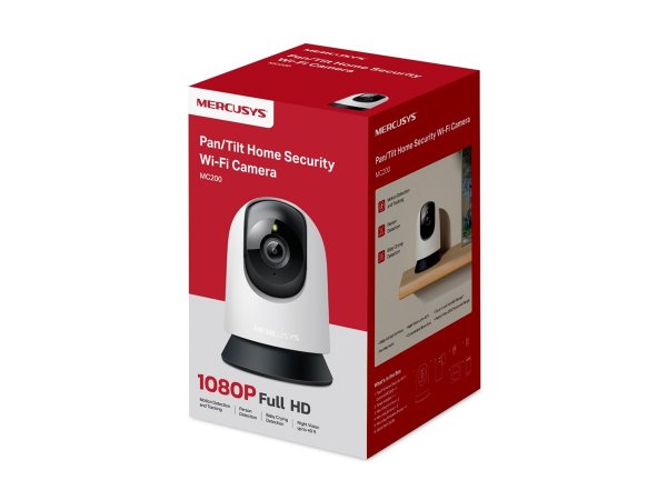 Mercusys MC200 Pan/Tilt Home Security Wi-Fi Camera - Network camera