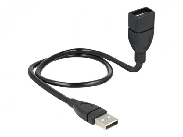 Delock 50cm USB 2.0 - 0,5 m - USB A - USB A - USB 2.0 - Maschio/Femmina - Nero