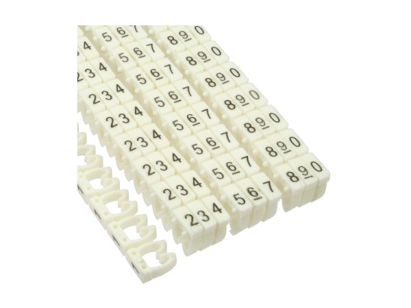 InLine Anelli marcafili bianchi - diametro 4mm - da 0 a 9 - 100pz .