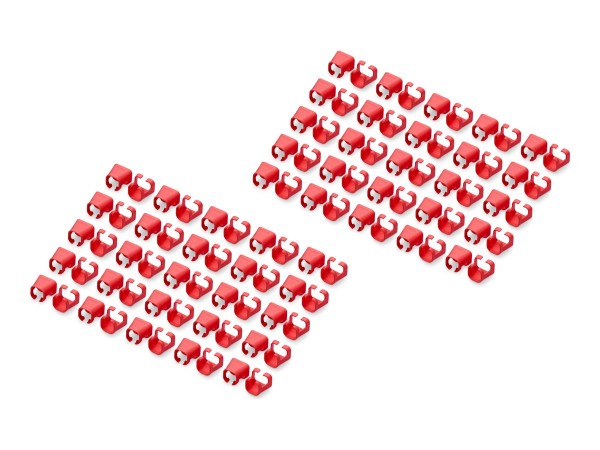 DIGITUS Clip colorate per cavi patch - rosso - Clip di codifica a colori - Rosso - Cloruro di polivi