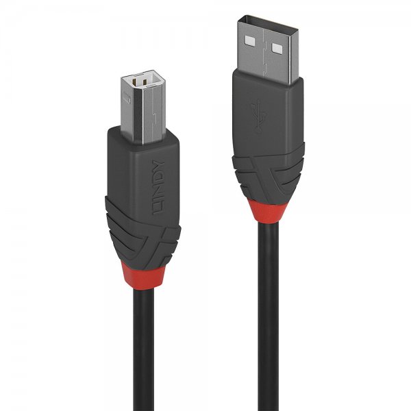 Lindy 36673 - 2 m - USB A - USB B - USB 2.0 - 0,48 Gbit/s - Nero