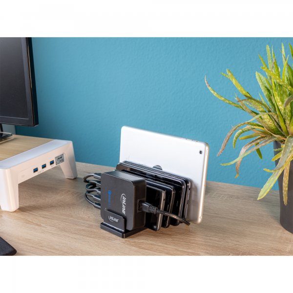 InLine Multi-Stand con 6 scomparti per scrivania / scaffale - nero