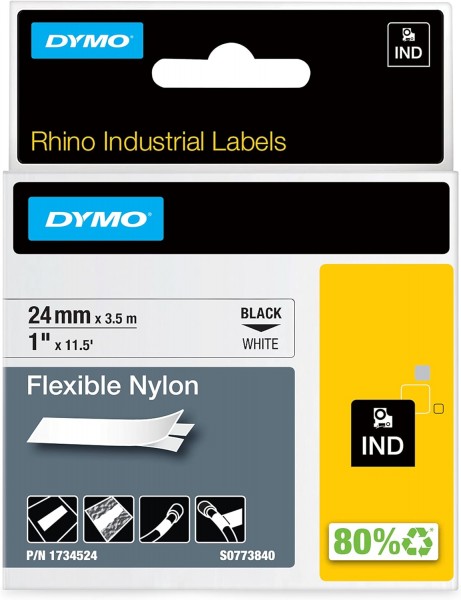 Dymo Nylon Flessibile IND - Nero su bianco - Multicolore - Nylon - -10 - 80 °C - UL 969 - DYMO