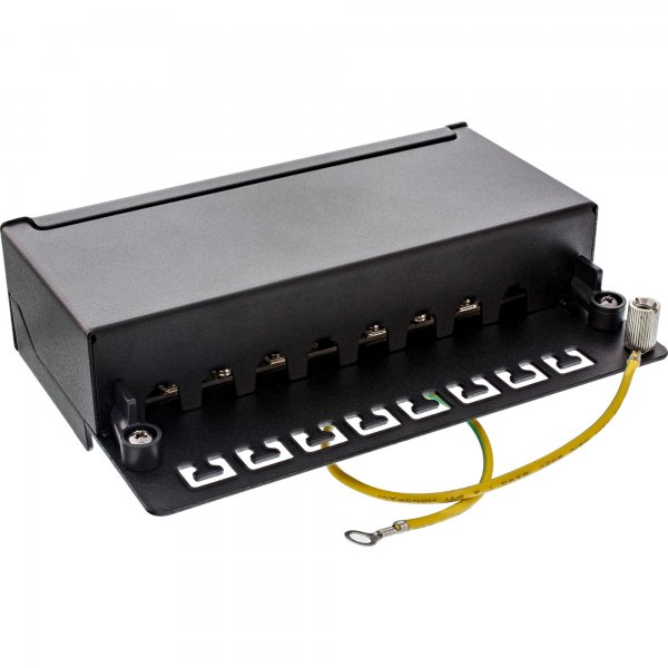 InLine Patch Panel Cat.6A - 8-porte - per guida DIN in server rack - nero RAL9005