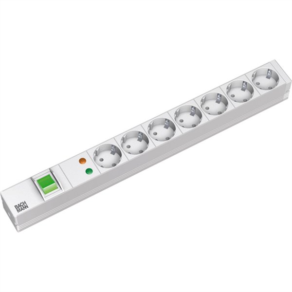 Bachmann 19" Steckdosenleiste 7xCEE7/3 UES Schalter Alu