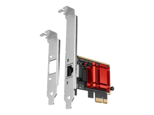AXAGON PCEE-G25 - Interno - Cablato - PCI Express - Ethernet - 2500 Mbit/s - Rosso - Argento
