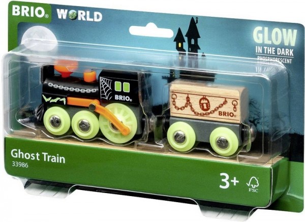BRIO Glow in the Dark – Treno Fantasma Luminescente in Legno, Set Trenino per Bambini