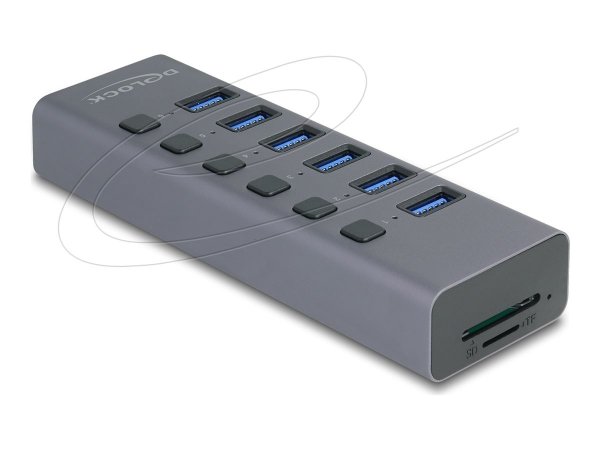 Delock Externer USB 5Gbps Hub mit Schalter & Micro SD