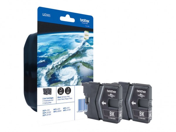 Brother LC-985BKBP2DR - Resa standard - Nero - Inchiostro a base di pigmento - 2 pz - Confezione mul