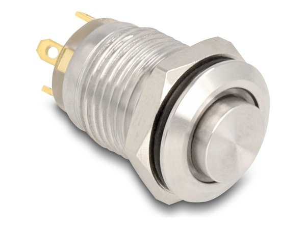 Delock Drucktaster zum Einbau 12 mm 4 x Lötanschluss LED blau