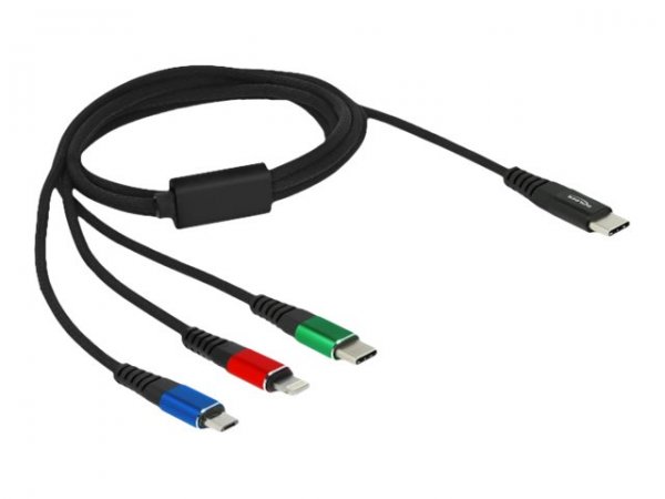 Delock Cavo di ricarica USB 3 in 1 USB Type-C a Lightning / Micro USB / USB Type-C da 1 m - 1 m - US