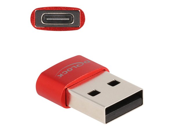 Delock Adattatore USB 2.0 da USB Tipo-A maschio a USB Type-C femmina rosso - USB C - USB A - Rosso