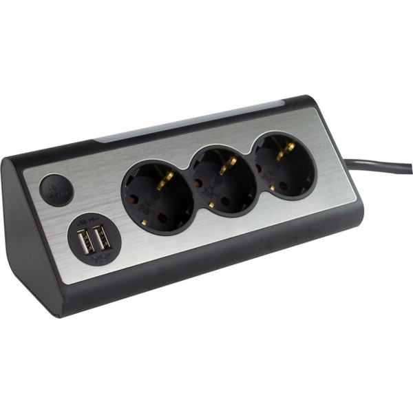REV Ritter Light Socket 3-fach Steckdosenleiste+ 2x USB