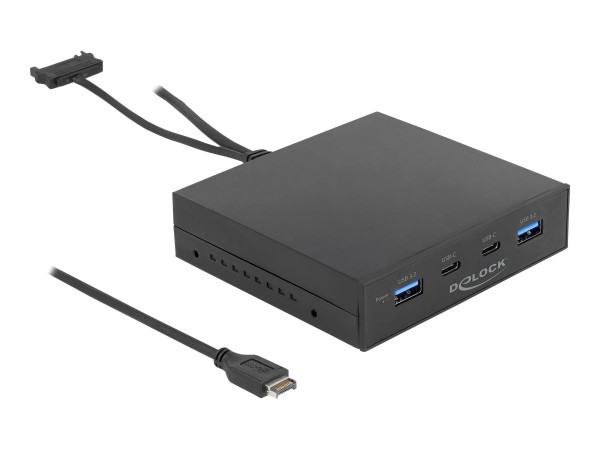 Delock Pannello frontale da 3.5? USB 3.2 Gen 2 - 2 x USB Type-C + 2 x USB Tipo-A - Nero - 1 pz - Win