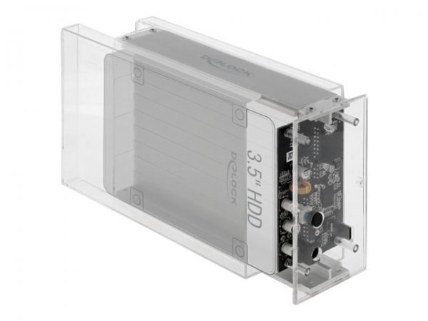 Delock Custodia esterna doppia per 2 x HDD SATA da 3.5? con USB Type-C femmina trasparente - senza u