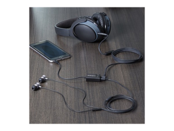 StarTech.com Addatore cavo splitter mini jack per auricolari slim nero - 3,5 mm maschio a 2 x 3,5 mm