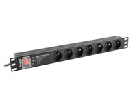 Lanberg PDU-PRO-07E-0200-BK - Commutate - 1U - Monofase - Orizzontale - Alluminio - Nero