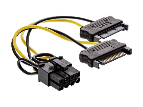 InLine Cavo di alimentazione int. 2x SATA M a 8poli PCIe F - 0,15m
