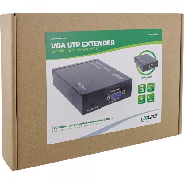 InLine VGA Extender - solo ricevitore - via Lan RJ45 con Audio - 300m Max.