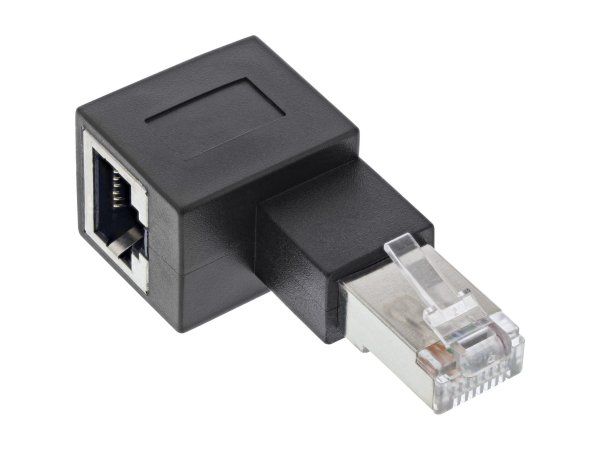 InLine Cavo patch adattatore Cat.6A - spina/presa RJ45 - angolata 90° a sinistra