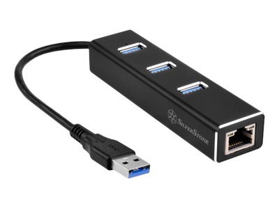 SilverStone SST-EP04 USB 3.0 Hub Gigabit Ethernet Black