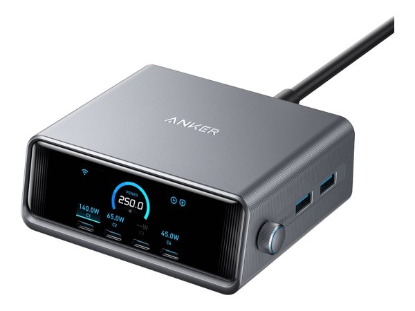 Anker Innovations Prime - Netzteil - GaNPrime - 250 Watt - 6 Ausgabeanschlussstellen 4 x USB-C