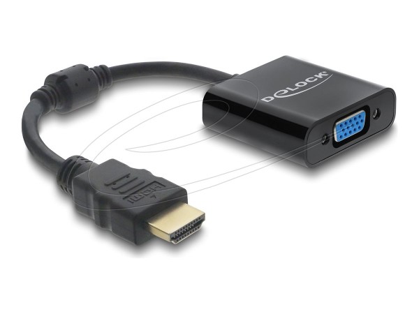 Delock Adapter HDMI Stecker zu VGA Buchse schwarz - Adattatore - Digitale/display/video