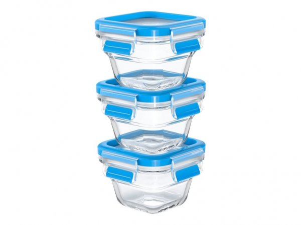 Groupe SEB EMSA CLIP & CLOSE N10507 - Set - Quadrato - Blu - Trasparente - Vetro - 420 °C - -40 - 42